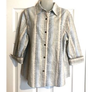 Alfred Dunner Botton Up Casual Textured Top